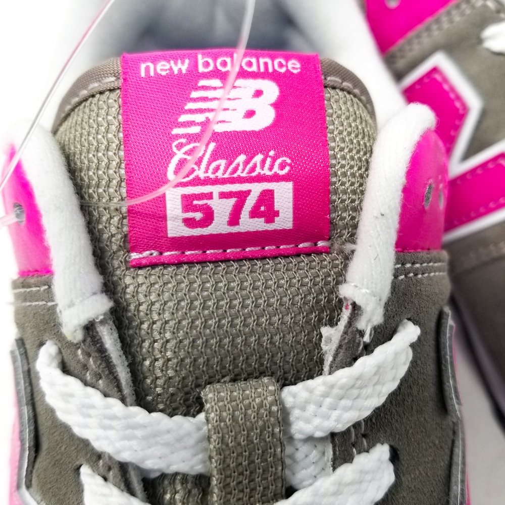 New Balance 574 Girls Running Sneaker Grey Pink - Picture 10 of 12